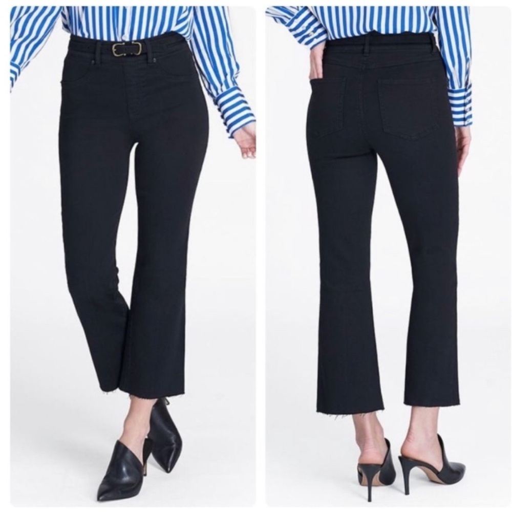 Spanx Black Pull On Jeans Raw Hem Medium
